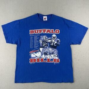 Vintage‎ Y2K Buffalo Bills Shirt Men’s XL Blue Schedule Short Sleeve T Shirt